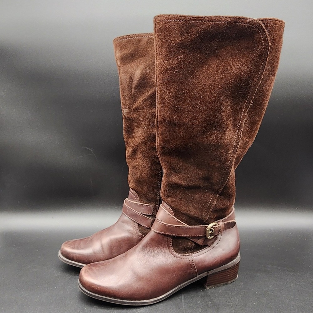 St. Johns Bay  9M Brown Leather Suede Tall Riding Boots Equestrian Dark Academia